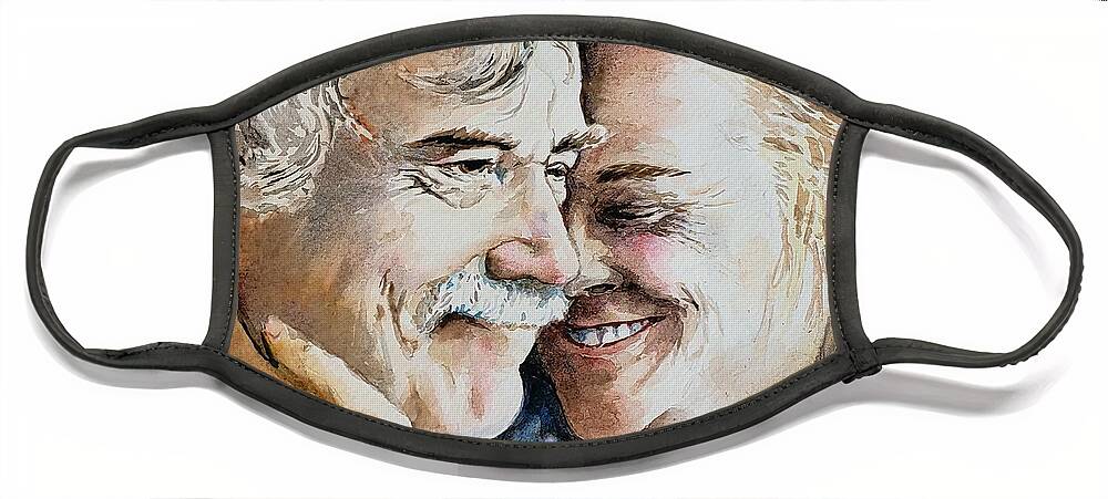 Couple Face Mask featuring the painting Us by Merana Cadorette