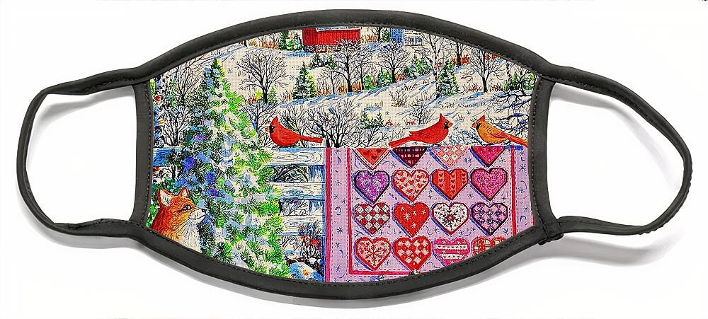 Valentine Face Mask featuring the painting Valentine Quilt by Diane Phalen