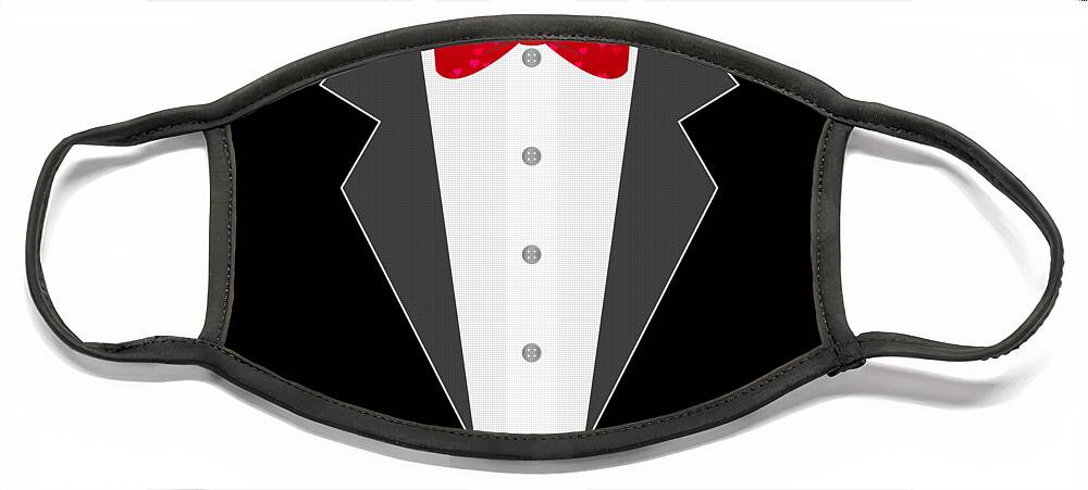 Cool Face Mask featuring the digital art Valentines Day Heart Bow Tie Tuxedo Costume by Flippin Sweet Gear