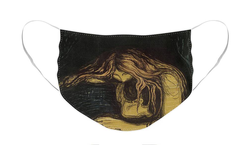 Love And Pain Face Mask featuring the painting Vampire, 1895 to 1902 by Edvard Munch