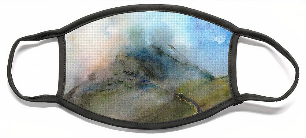 Landscape Face Mask featuring the painting Vanishing like Mist by Hiroko Stumpf