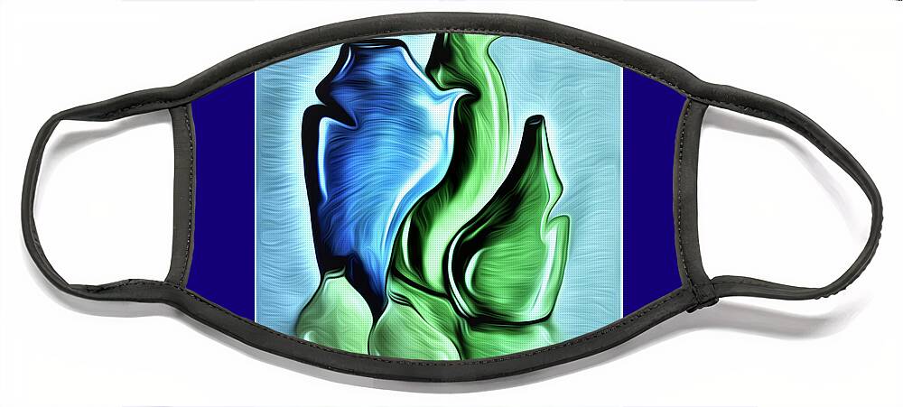 The Entranceway Face Mask featuring the digital art Vases in Abstract by Ronald Mills