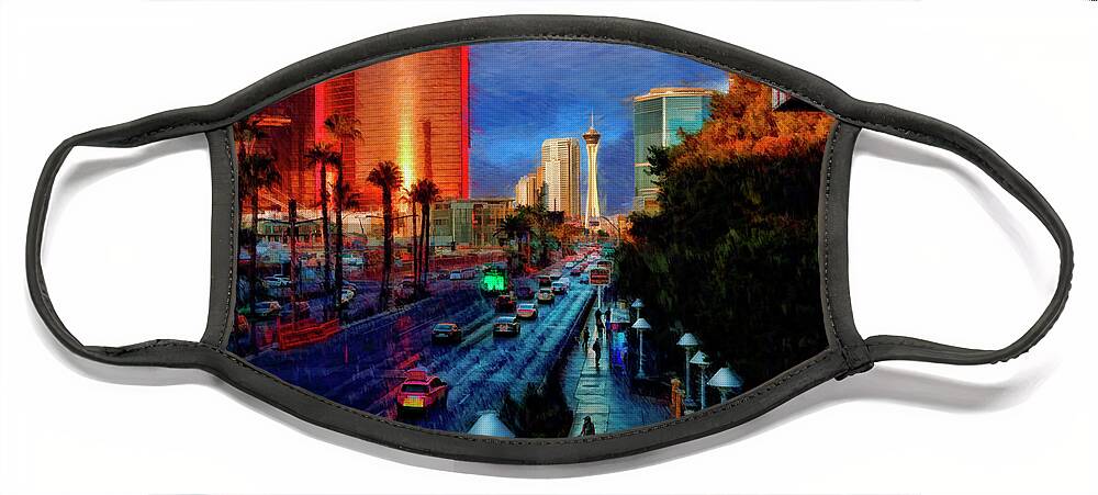  Face Mask featuring the photograph Vegas Eve by Blake Richards
