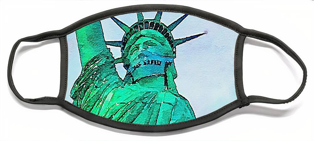 Statue Of Liberty Face Mask featuring the mixed media Vegas Safely - Statue of Liberty by Tatiana Travelways