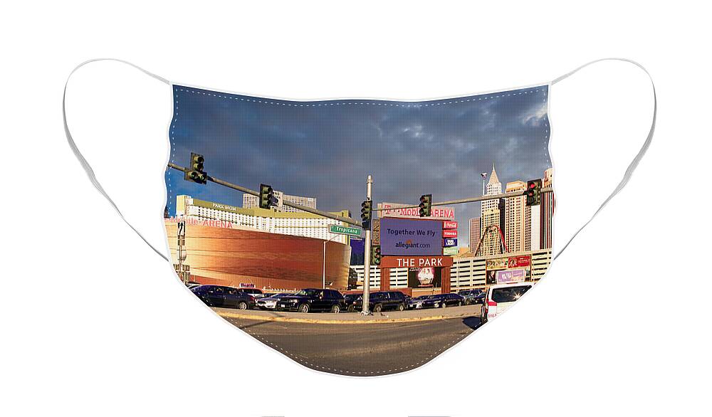 T-mobile Face Mask featuring the photograph Vegas Skyline by Chris Smith