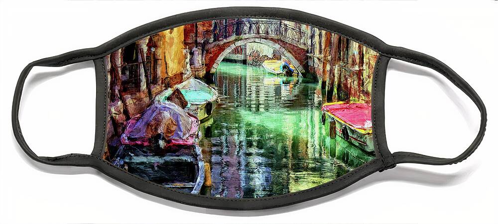 Venice Face Mask featuring the digital art Venice Italy Canal by Phil Perkins