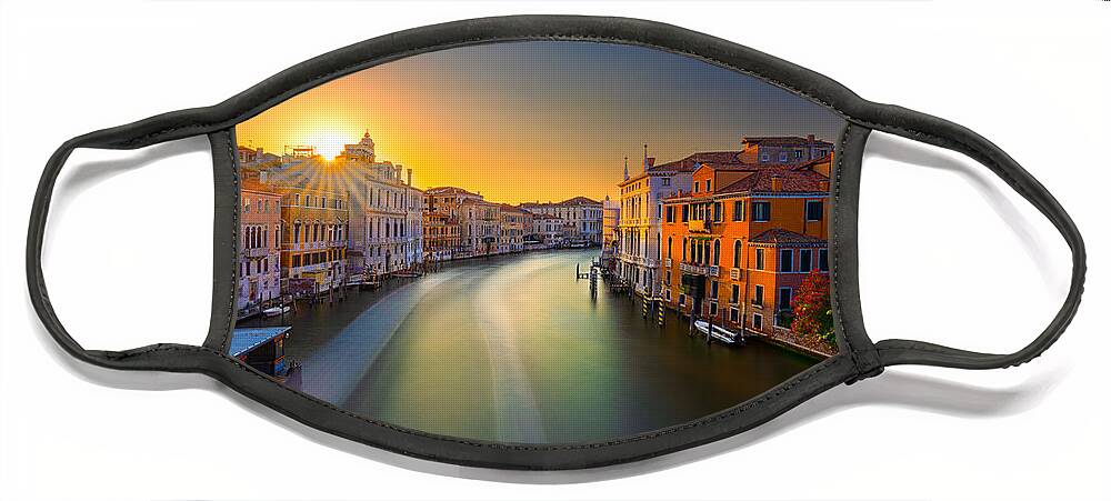 Canal Grande Face Mask featuring the photograph Venice Sunset on the Grand Canal by The P