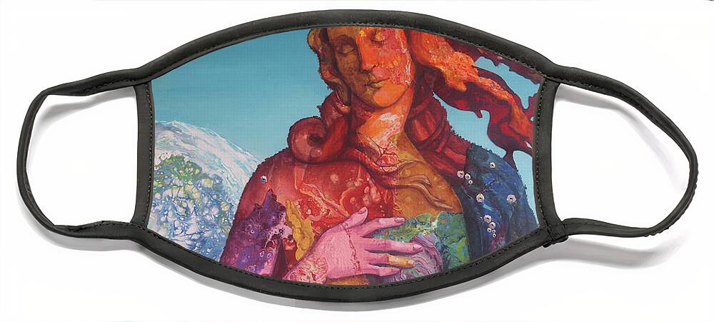 Venus Face Mask featuring the painting Venus Rises From the Reef by Marguerite Chadwick-Juner