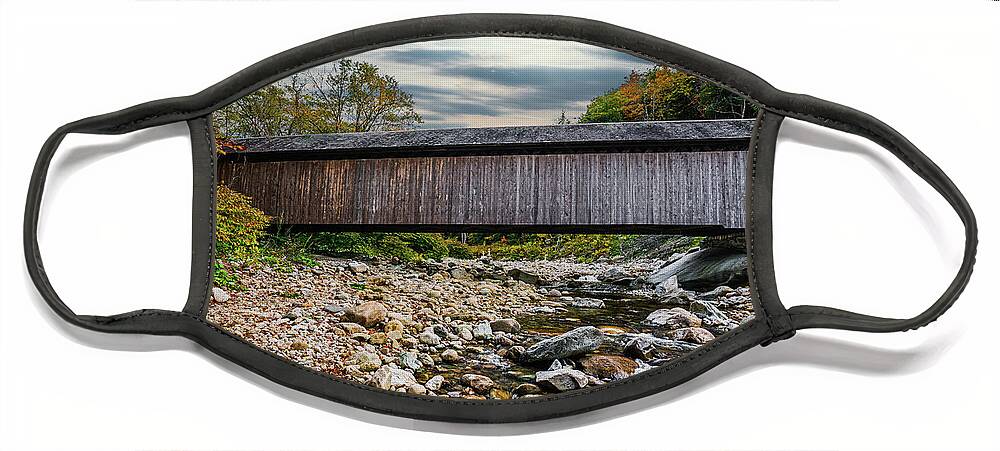 Bridge Face Mask featuring the photograph Vermont Autumn at Brown Covered Bridge by Ron Long Ltd Photography
