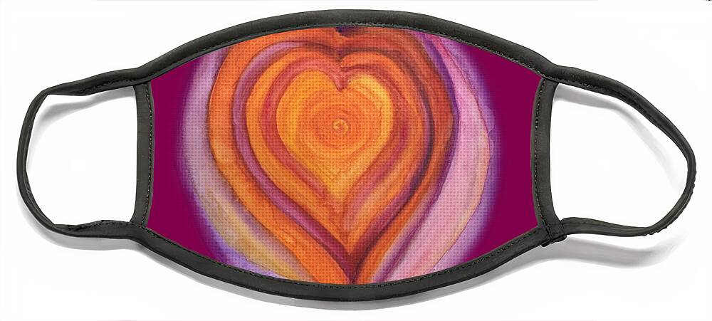 Vibrant Face Mask featuring the painting Vibrant Hearts within Hearts  by Sandy Rakowitz