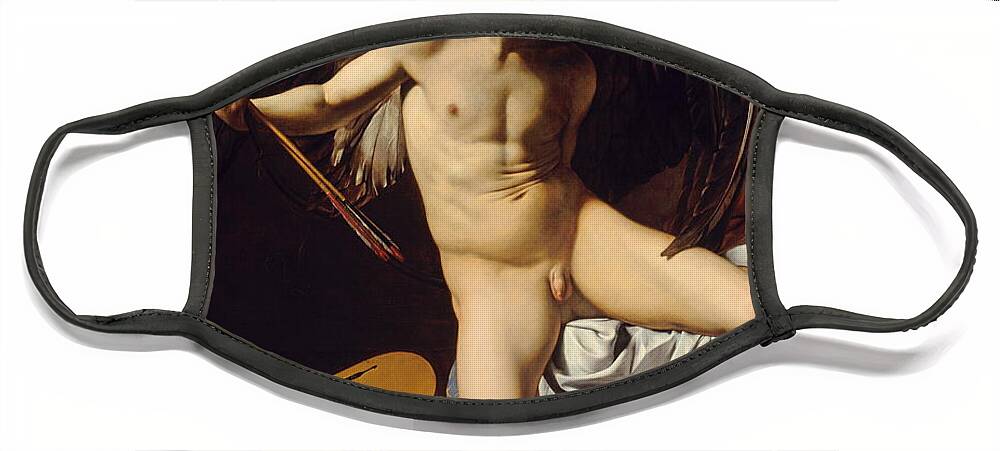 Amor Victorious Face Mask featuring the painting Victorious Cupid by Michelangelo Merisi da Caravaggio
