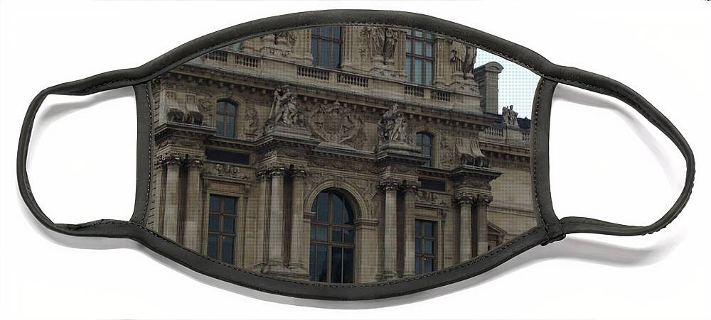 Louvre Face Mask featuring the photograph View at The Louvre by Roxy Rich