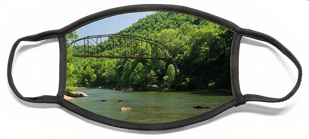 Bull Run Road Face Mask featuring the photograph View of Jenkinsburg Bridge over Cheat River by Steven Heap
