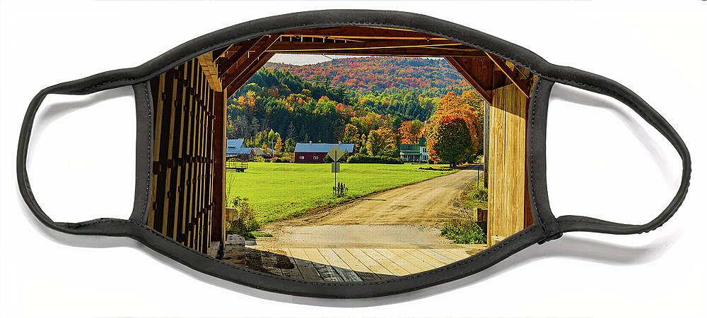 Interior Face Mask featuring the photograph View Through A Covered Bridge by Ann Moore