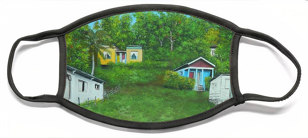 Face Mask featuring the painting Village Life by Kenneth Harris