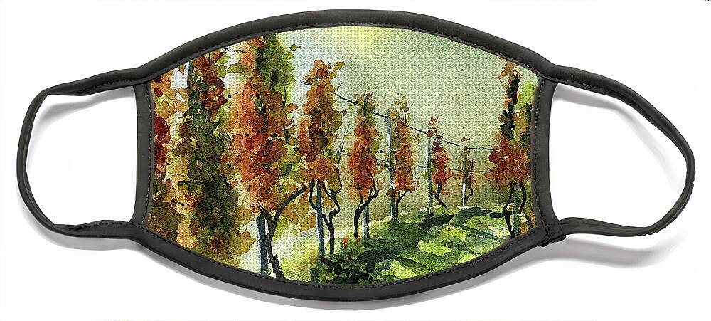 Portugal Face Mask featuring the painting Vineyard in Douro Valley Portugal by Dora Hathazi Mendes