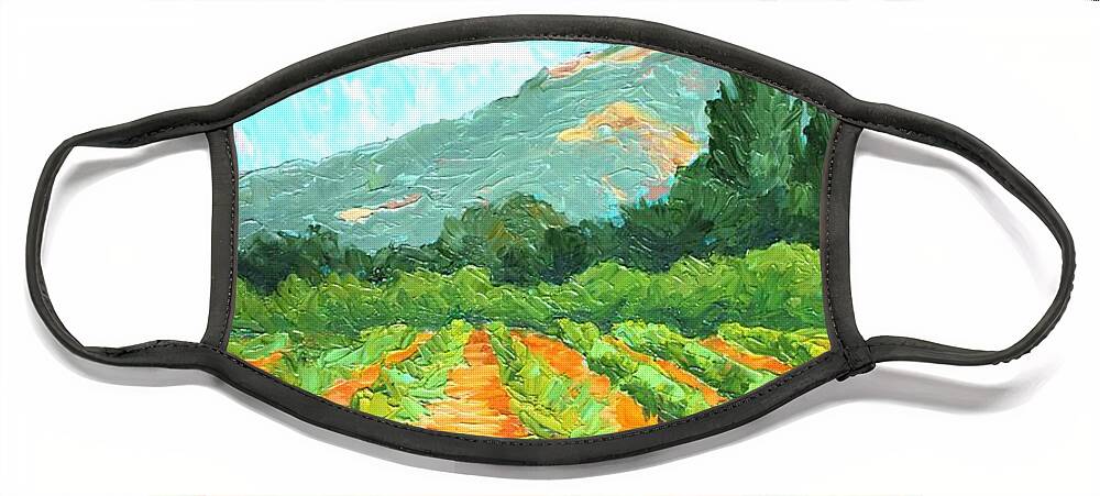 Landscape Face Mask featuring the painting Vineyards in St. Andre de Cruzieres by Marian Berg