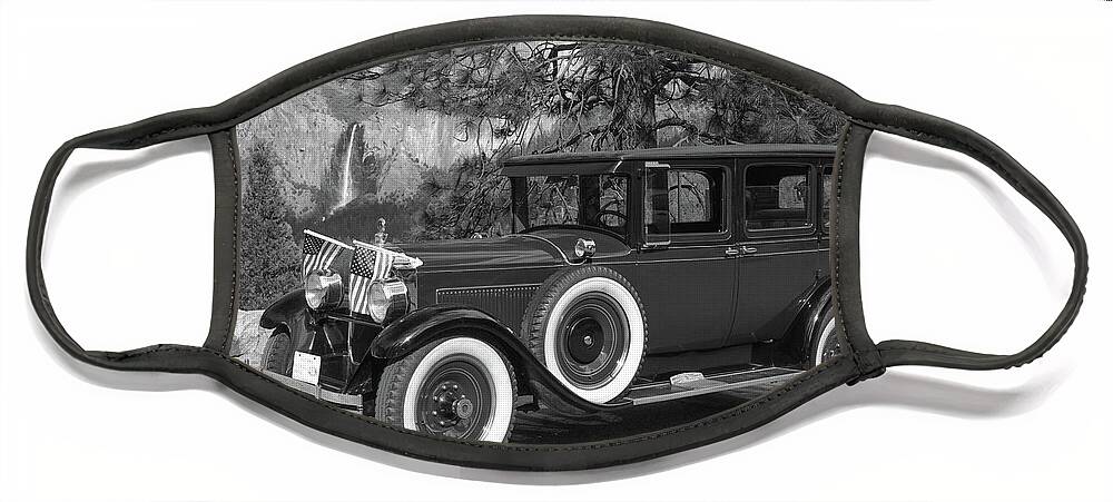 Vintage Car Face Mask featuring the photograph Vintage Car in Yosemite by Bonnie Colgan