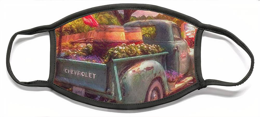 Truck Face Mask featuring the photograph Vintage Chevrolet at Buckley Vineyards Painting by Debra and Dave Vanderlaan