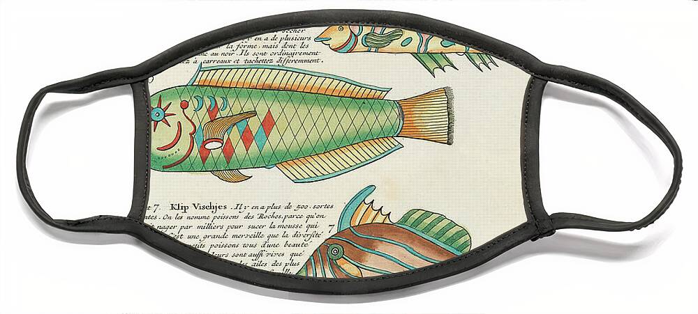 Fish Face Mask featuring the digital art Vintage, Whimsical Fish and Marine Life Illustration by Louis Renard - Toctasse Moor, Ican Banda by Louis Renard