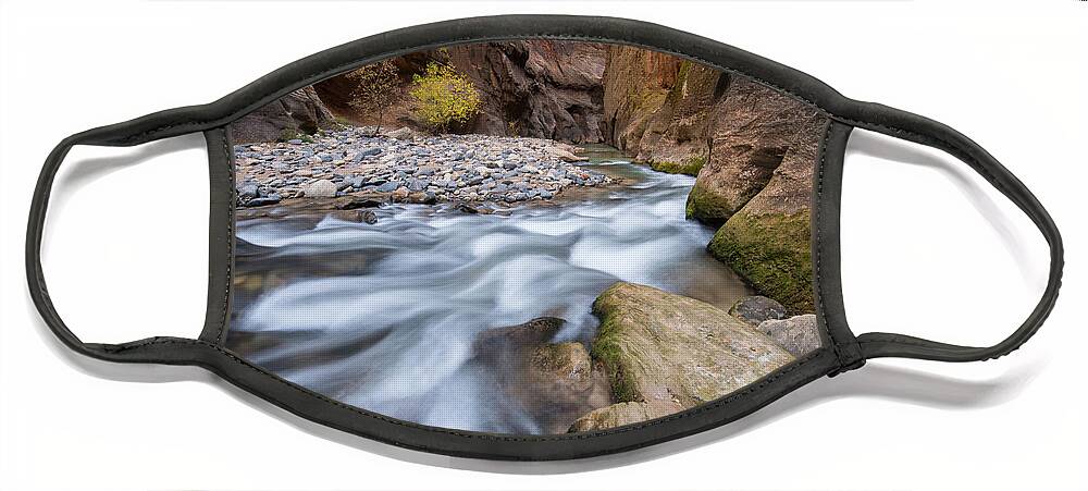 Zion Face Mask featuring the photograph Virgin River Narrows by Wesley Aston