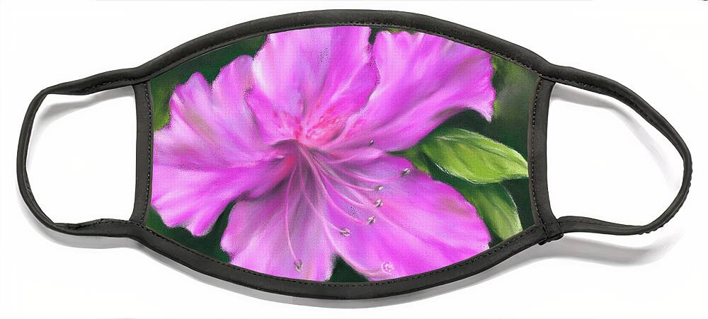 Botanical Face Mask featuring the painting Vivid Pink Azalea with Green Foliage by MM Anderson