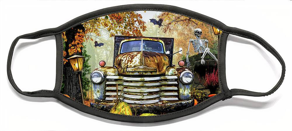 Fall Face Mask featuring the photograph Waiting for Halloween by Debra and Dave Vanderlaan