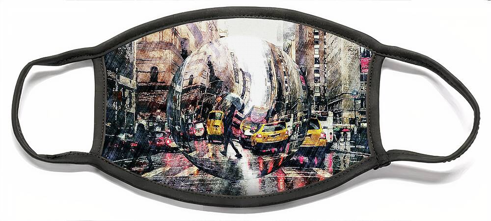 Digital Art Face Mask featuring the digital art Walk In The Rain In A Sphere by Phil Perkins