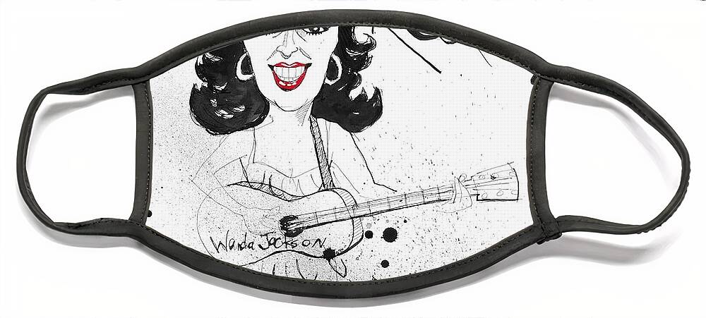  Face Mask featuring the drawing Wanda Jackson by Phil Mckenney