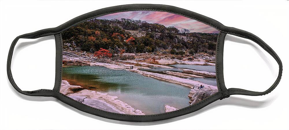 Sunset Face Mask featuring the photograph Wandering Strange Rivers Under Strange Skies by Susan Vineyard
