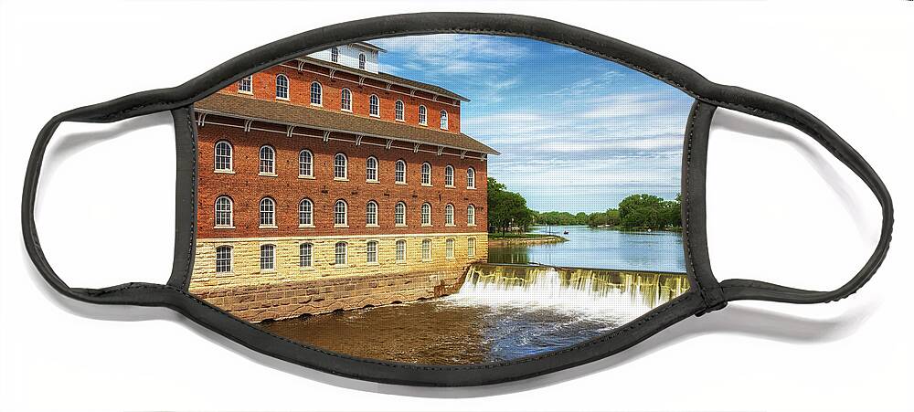 Independence Iowa Face Mask featuring the photograph Wapsipinicon Mill - Independence Iowa by Susan Rissi Tregoning