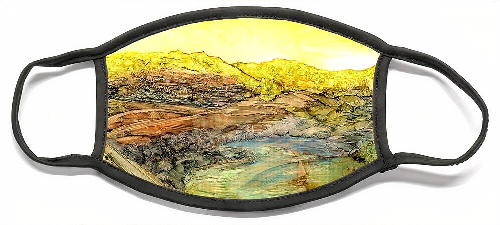 Bright Face Mask featuring the painting Washout by Angela Marinari