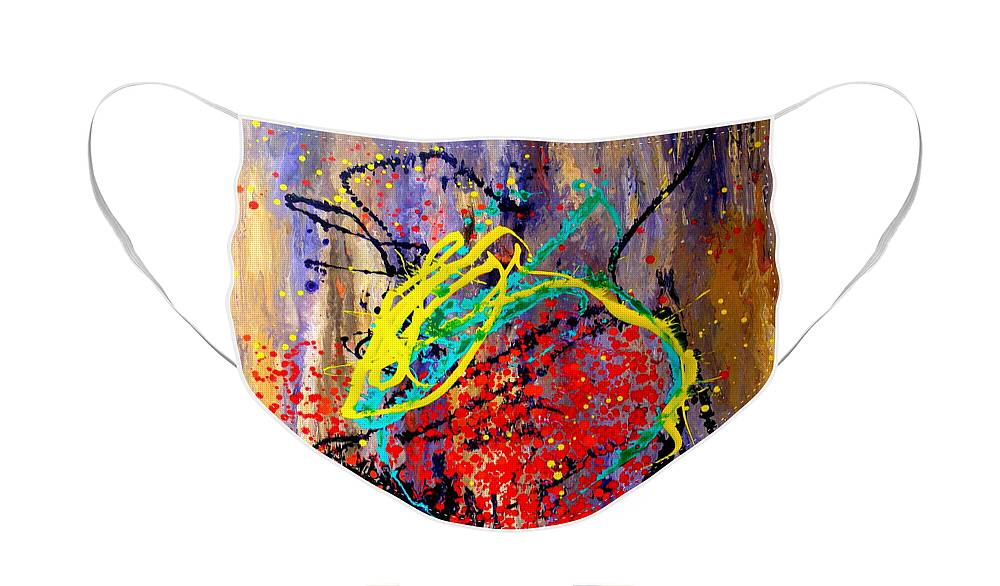 Abstract Art Face Mask featuring the painting Water Bearer by Pearlie Taylor