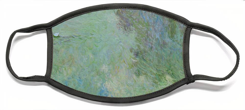 Waterlelies Face Mask featuring the painting Water Lilies - color the abstraction of light - 3 - by Pierre Dijk
