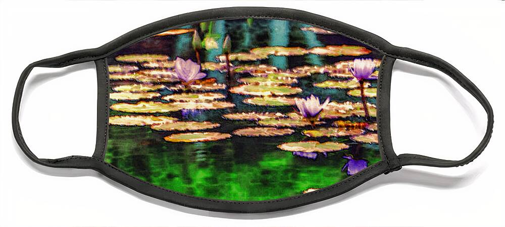 Water Lilies Face Mask featuring the digital art Water Lilies by Jeff Breiman