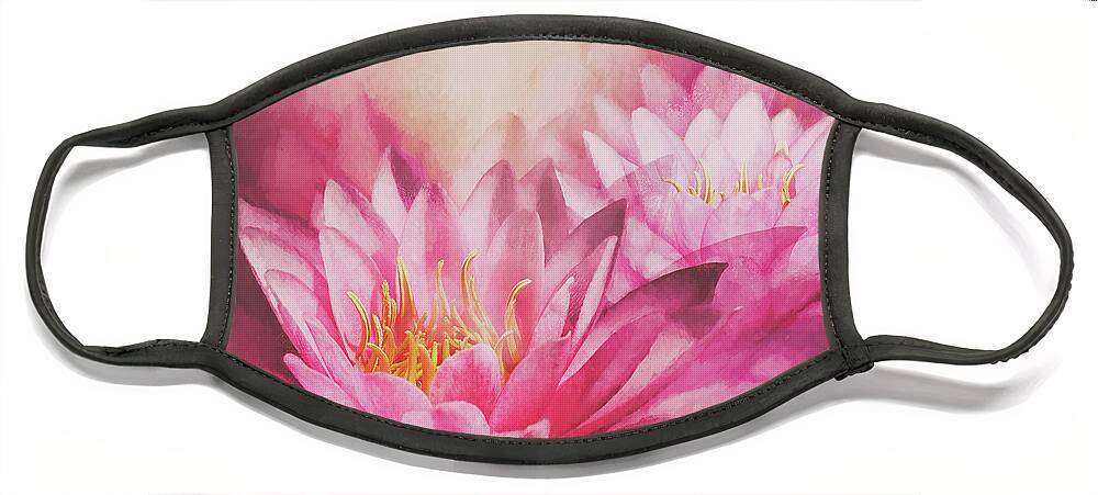 Flowers Face Mask featuring the digital art Water Lilies on the Pond by Merrilee Soberg