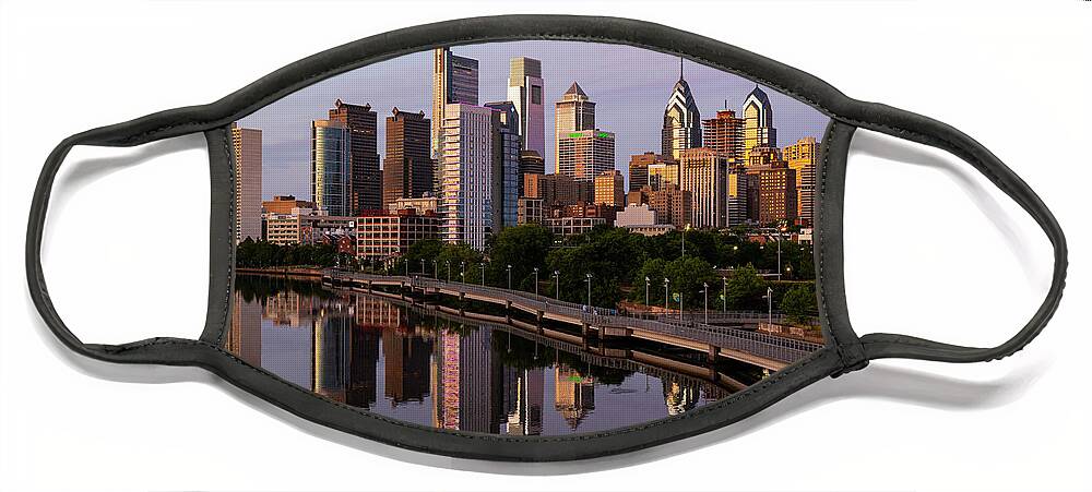 Philadelphia Face Mask featuring the photograph Water Reflection of Philadelphia Ian Schuylkill River by Bob Phillips