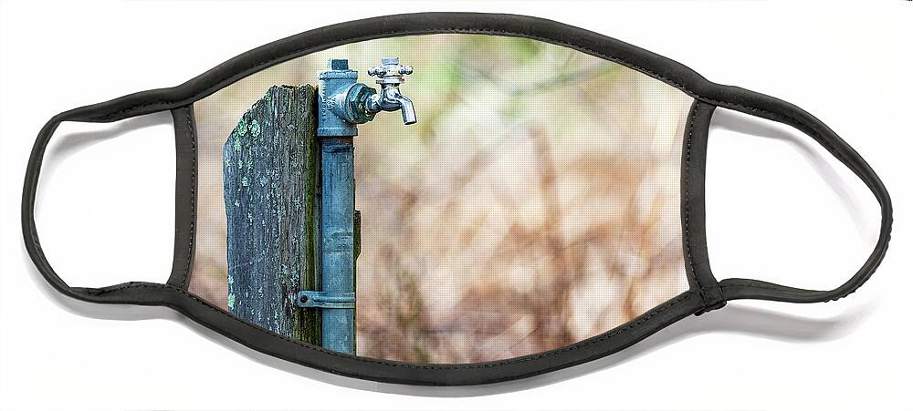Water Fountain Face Mask featuring the photograph Autumn Water Spigot #1 by Amelia Pearn