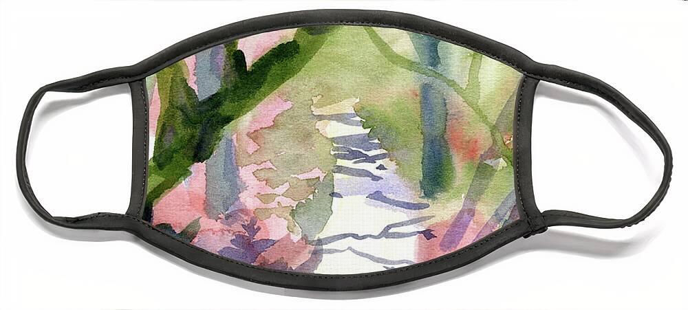 Watercolor Face Mask featuring the digital art Watercolor A Single Pathway Painting by Sambel Pedes