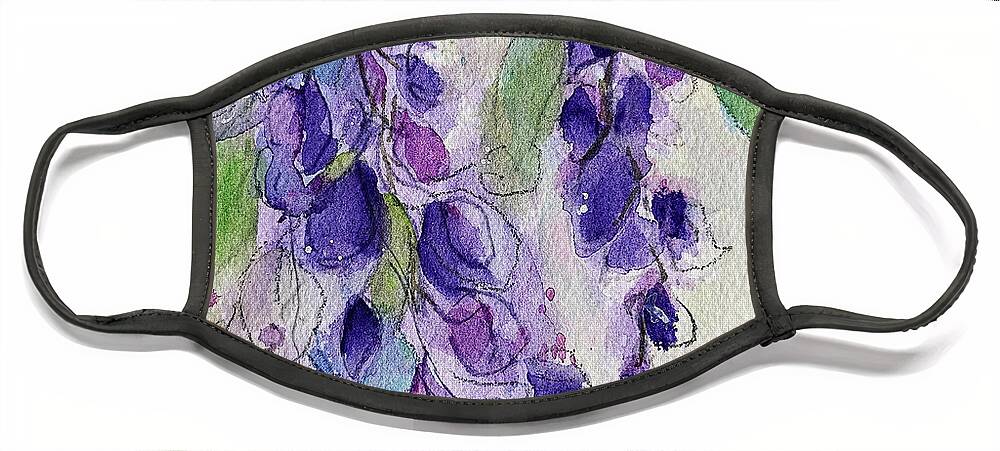 Original Face Mask featuring the painting Watercolor Wisteria by Roxy Rich
