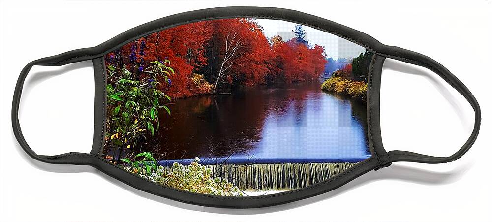  Face Mask featuring the photograph Waterfall at Fall Season by Geoffrey Settles