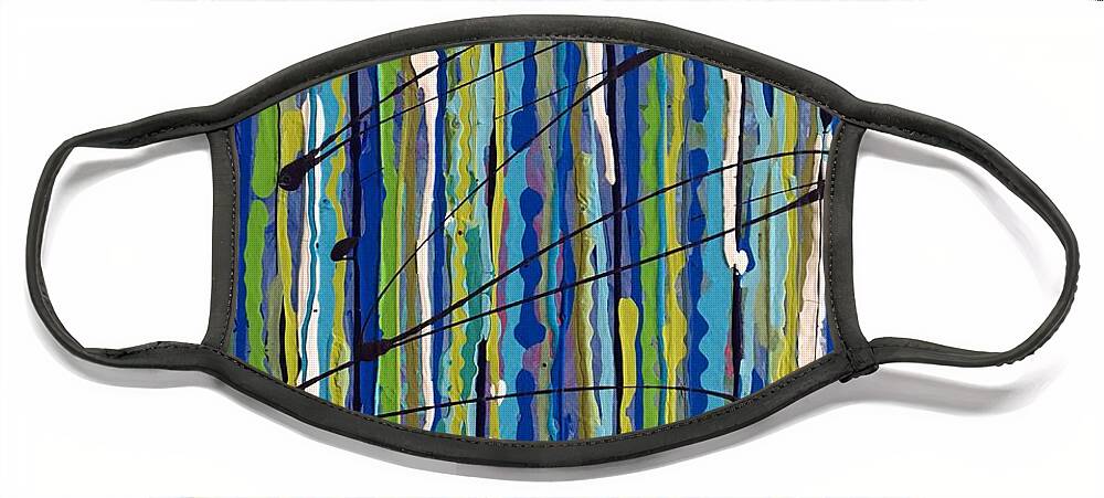 Abstracts Face Mask featuring the painting Waterfall by Debora Sanders