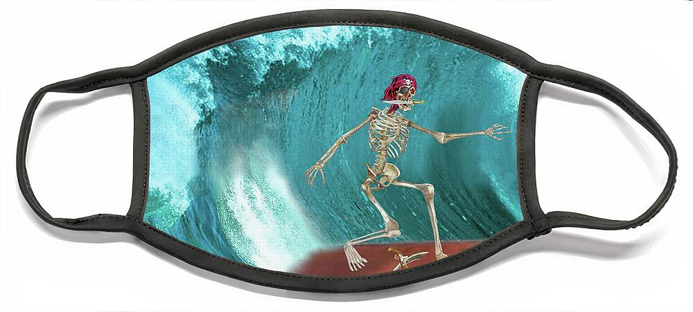 Halloween Face Mask featuring the digital art Wave Rider by Glenn Holbrook