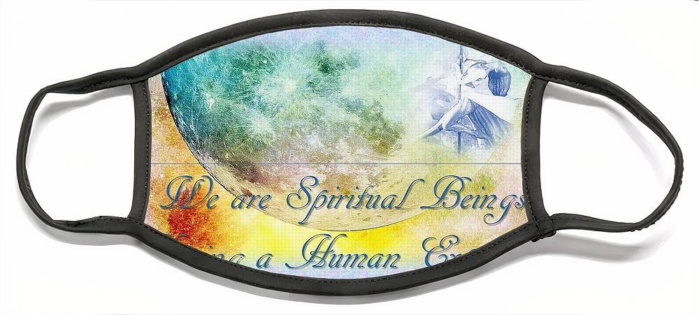 Moon Face Mask featuring the mixed media We Are Spiritual Beings by Nancy Ayanna Wyatt