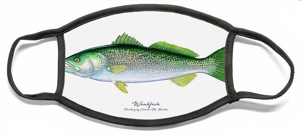 Charles Harden Face Mask featuring the painting Weakfish by Charles Harden