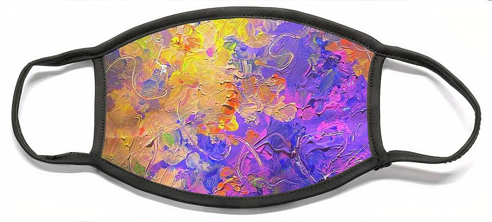 Mystic Abstract Purple Wealth Face Mask featuring the painting Wealth and More by Caroline Patrick