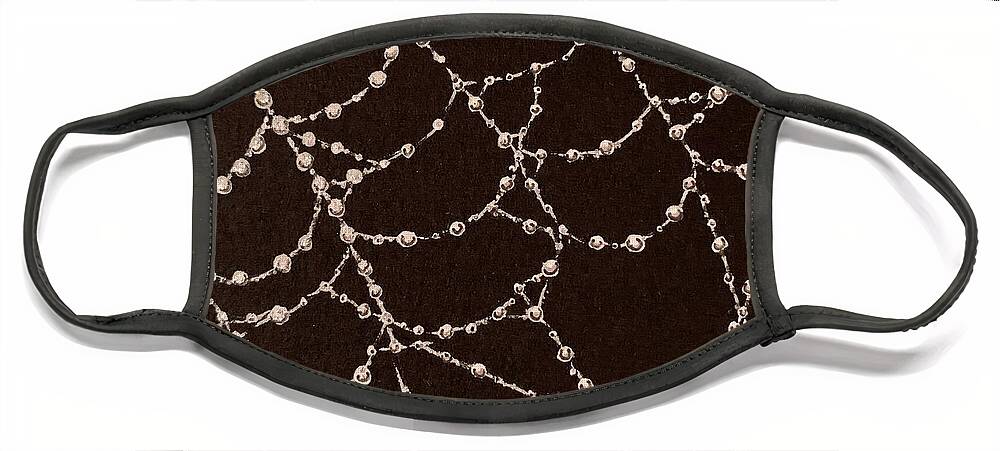 Spider Web Face Mask featuring the mixed media Web of Pearls by Brenna Woods