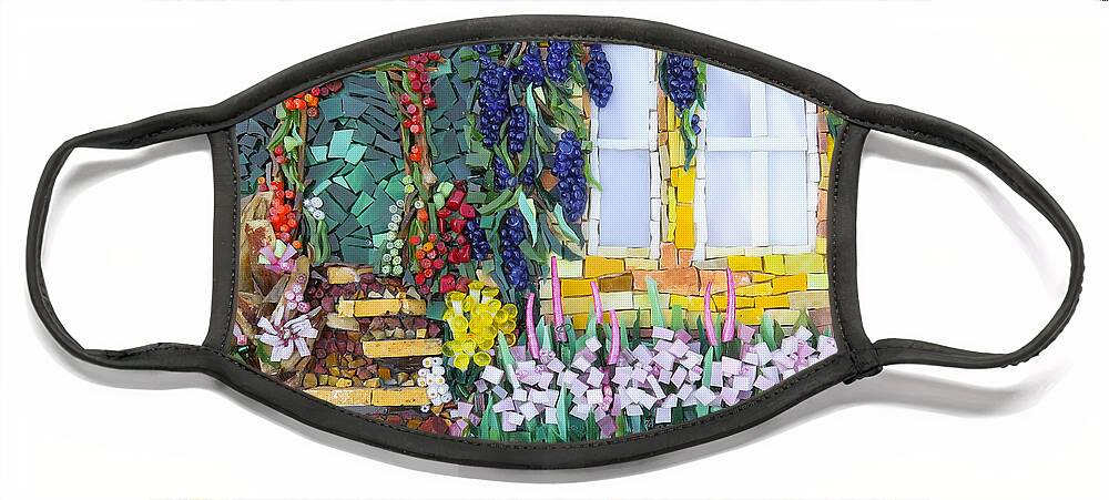 Mosaic Face Mask featuring the photograph Welcome in my garden by Adriana Zoon