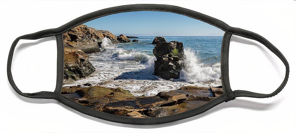 Waves Face Mask featuring the photograph West Cliff Santa Cruz by Gary Geddes