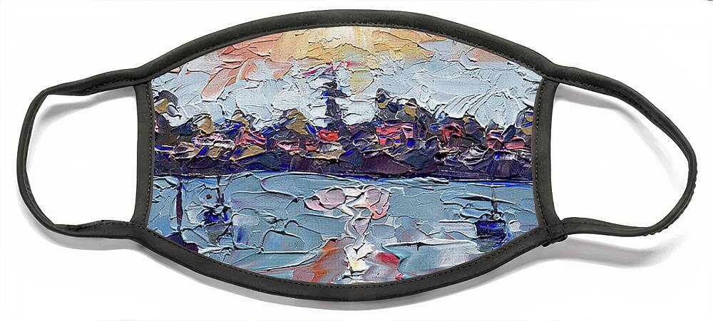 Impressionist Face Mask featuring the painting West Cliff Sunset, 2020 by PJ Kirk